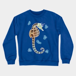 An illustration based on aboriginal style of dot painting depicting Seahorse Crewneck Sweatshirt